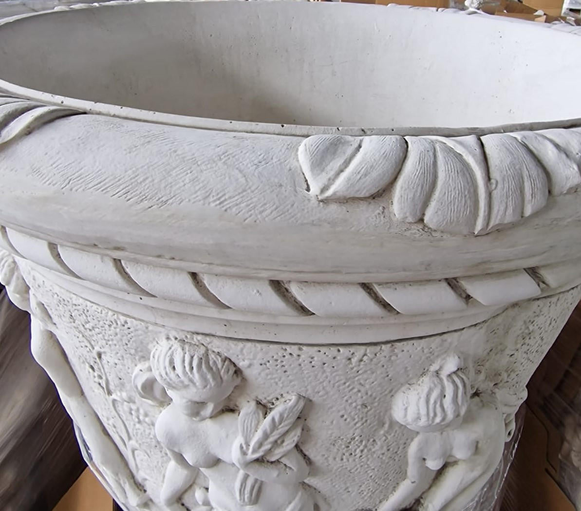 Giant White Harvest Design Round Vase