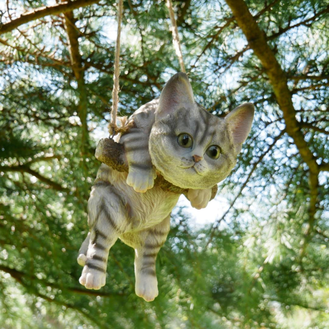 Hanging Cat Fence Hanger Garden Ornament