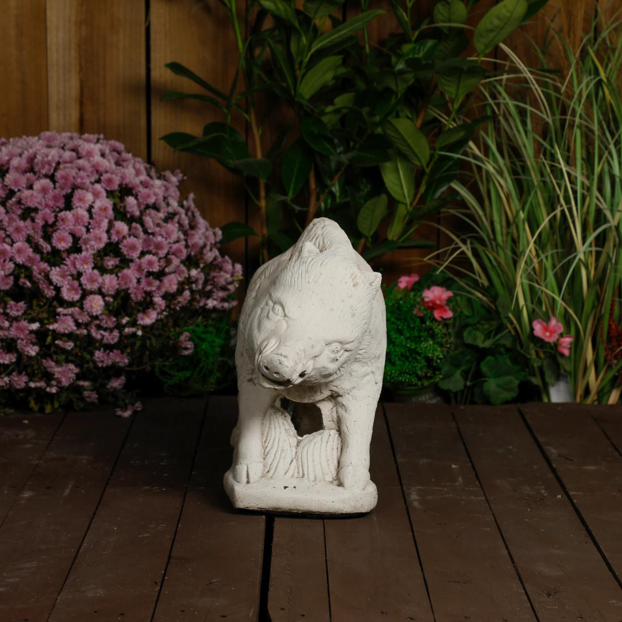 Heavy Stone Cast Wild Boar Statue
