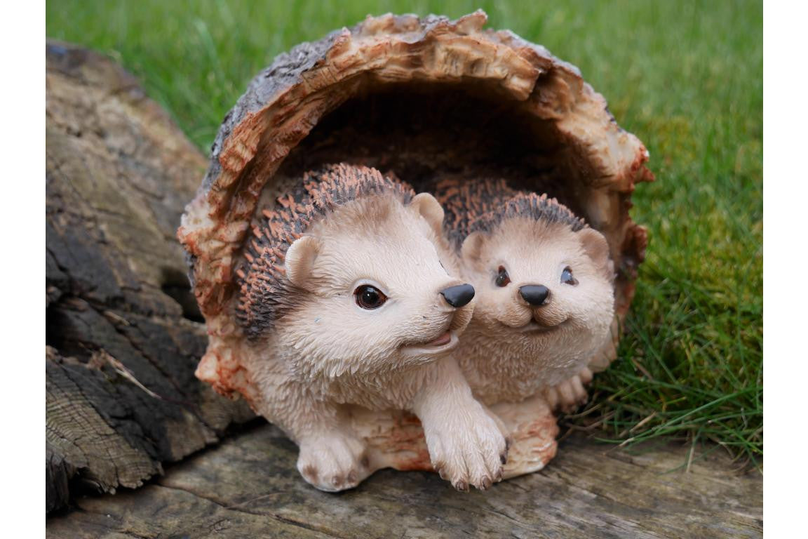 Hedgehogs In Log Home Accessory Garden Ornament