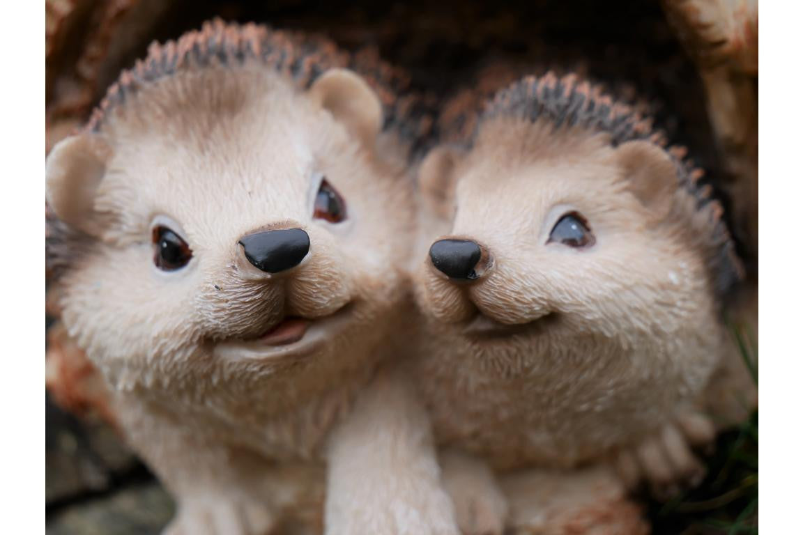 Hedgehogs In Log Home Accessory Garden Ornament