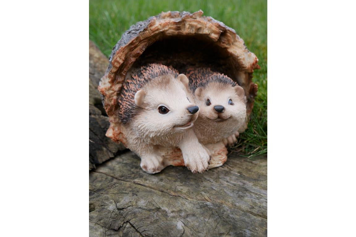 Hedgehogs In Log Home Accessory Garden Ornament