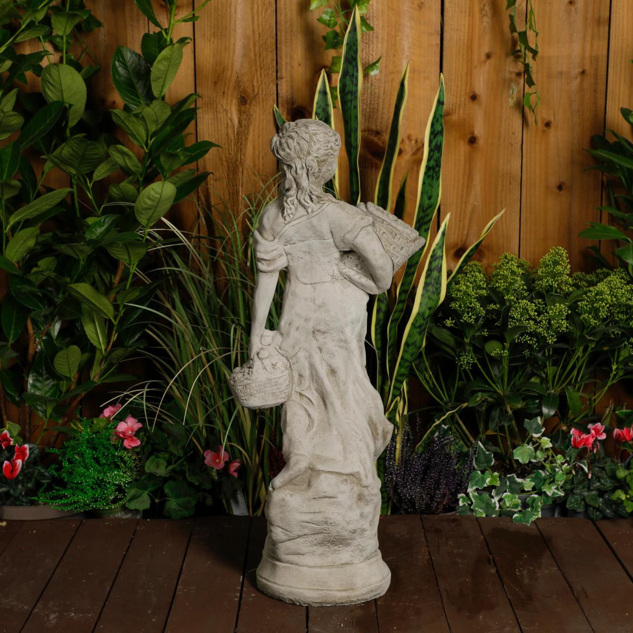 Lady Carrying Basket Garden Statue
