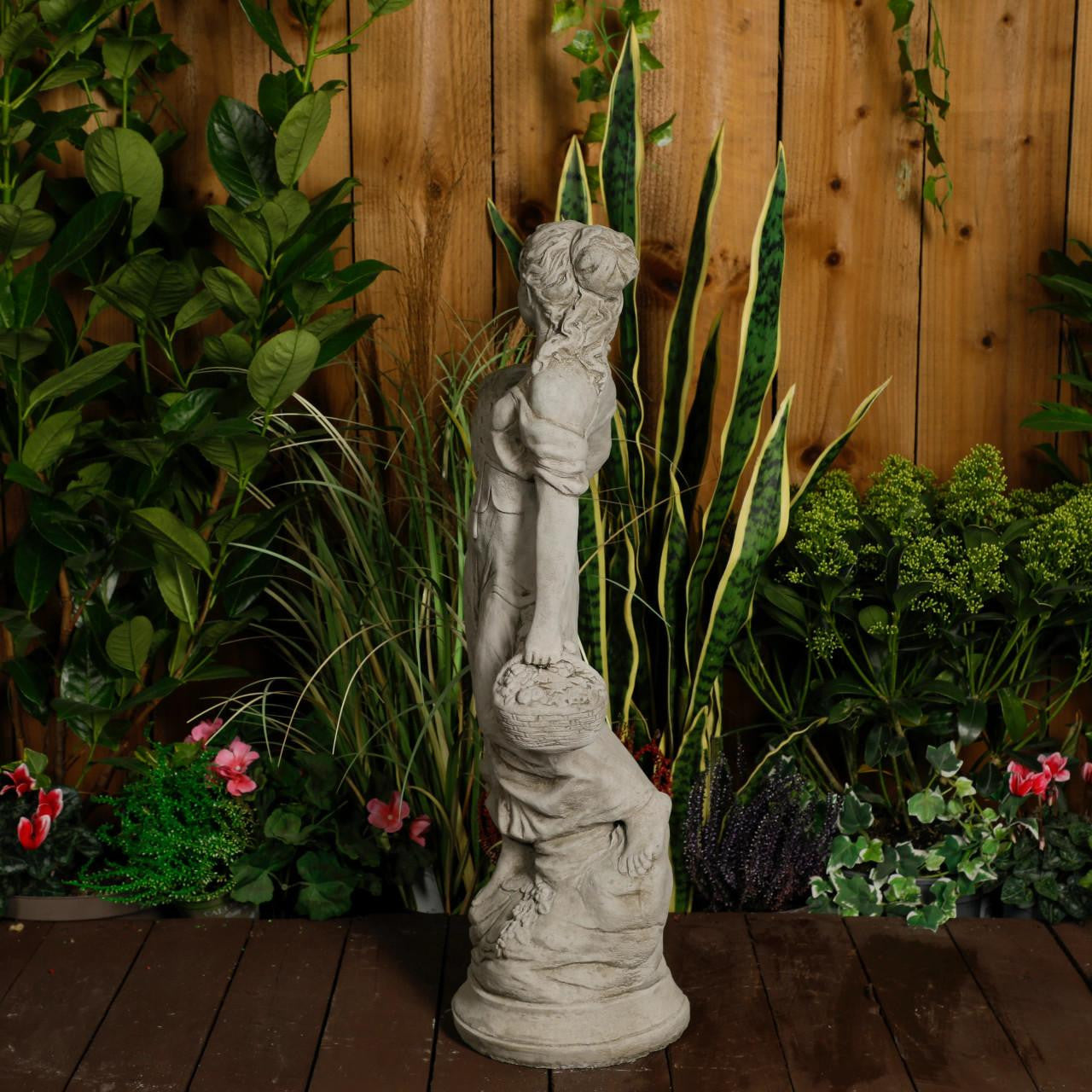 Lady Carrying Basket Garden Statue