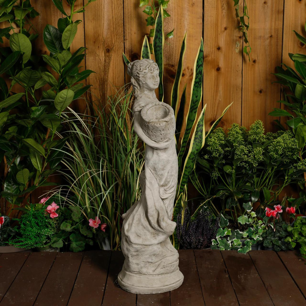 Lady Carrying Basket Garden Statue