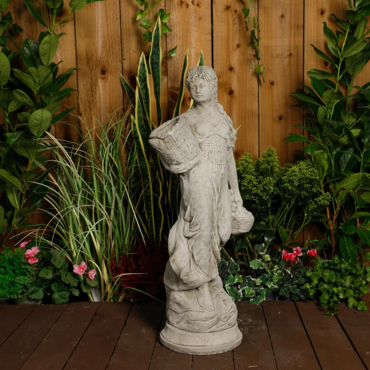 Lady Carrying Basket Garden Statue