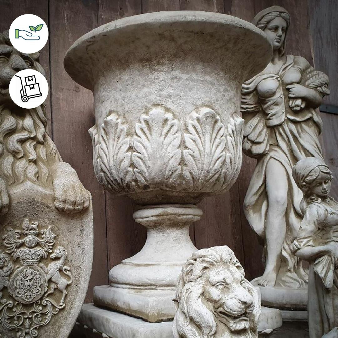 Large Acanthus Leaf Design stone cast Garden Vase