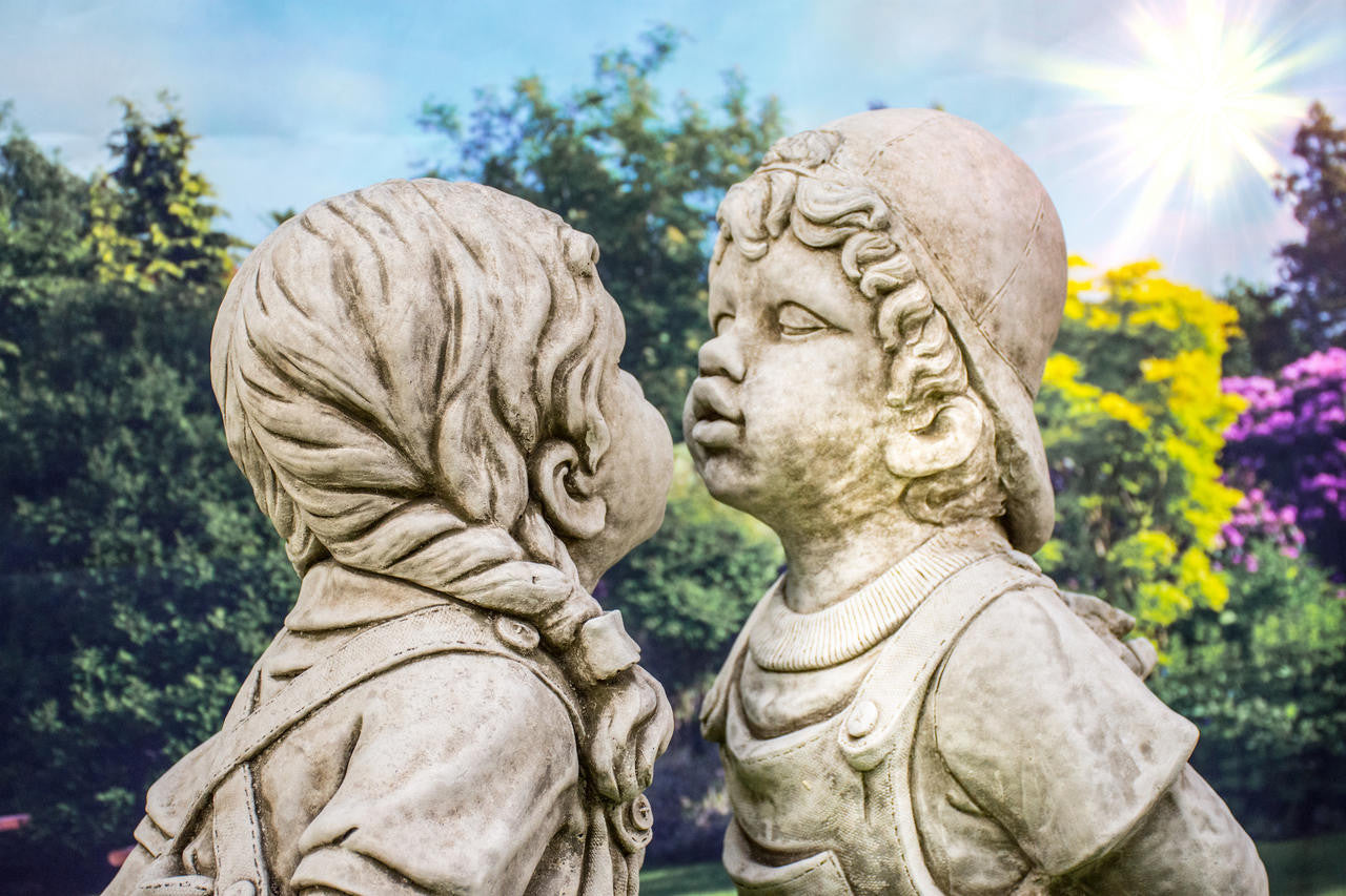 Large Boy and Girl Stone Young Love Garden Ornament