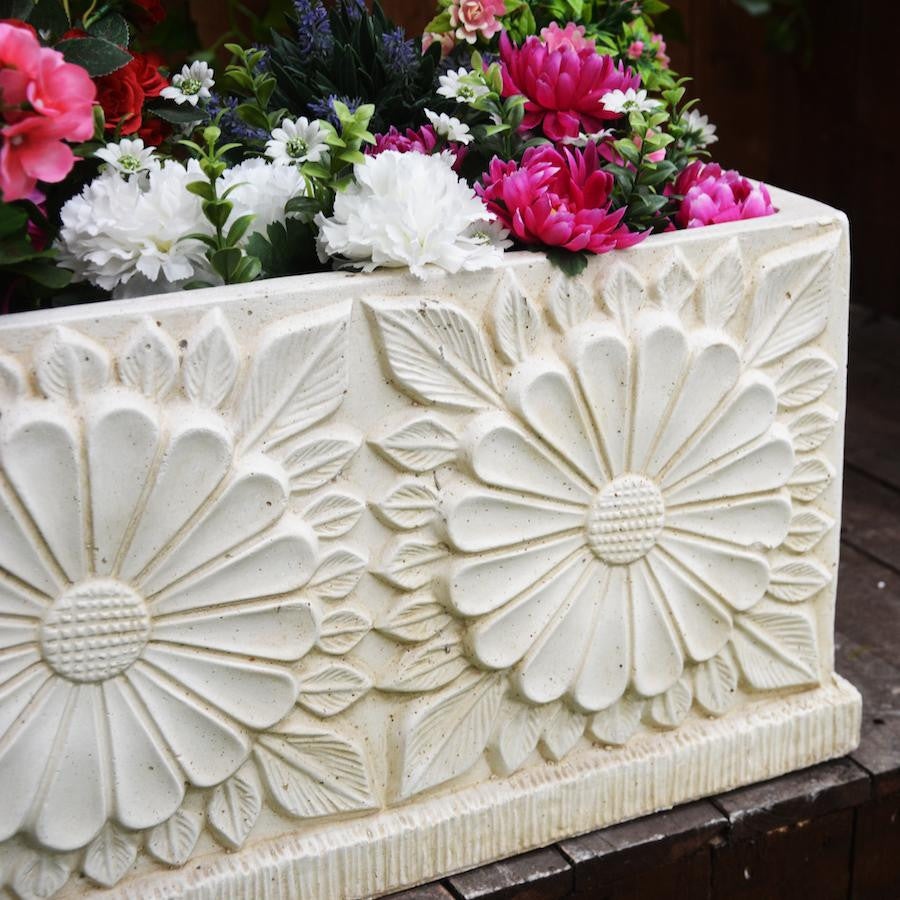 Large Daisy design Stone Planter Trough