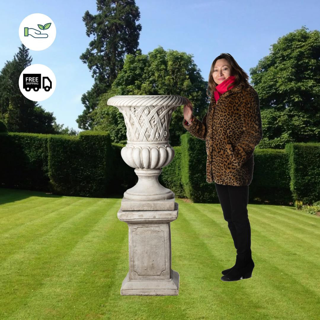 Large Edwardian Design Vase on Giant Square Plinth