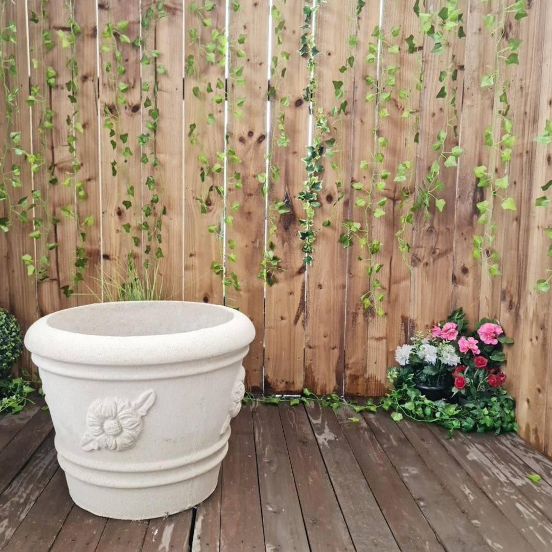 Large Flower pattern Sandstone Garden Urn