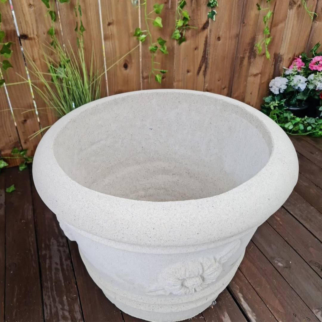 Large Flower pattern Sandstone Garden Urn