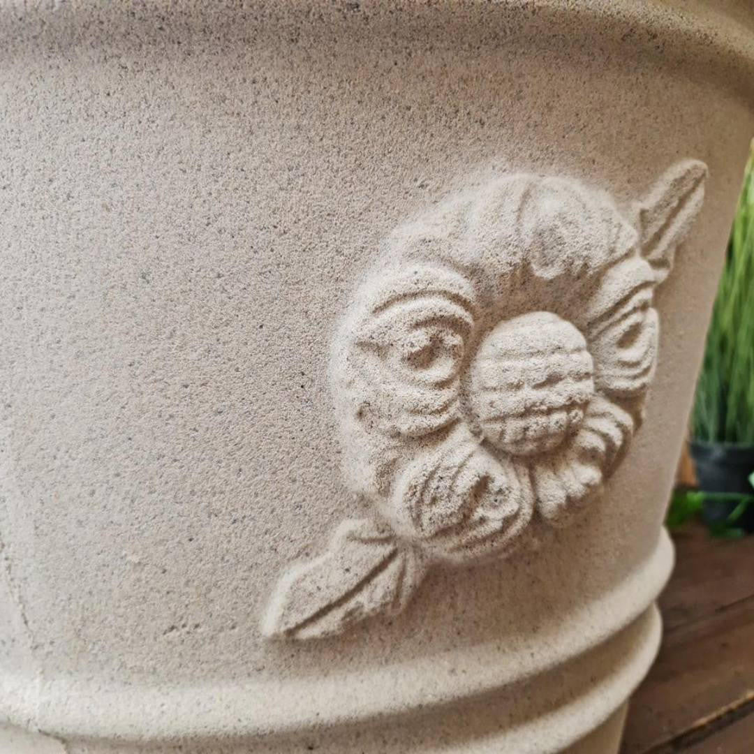 Large Flower pattern Sandstone Garden Urn