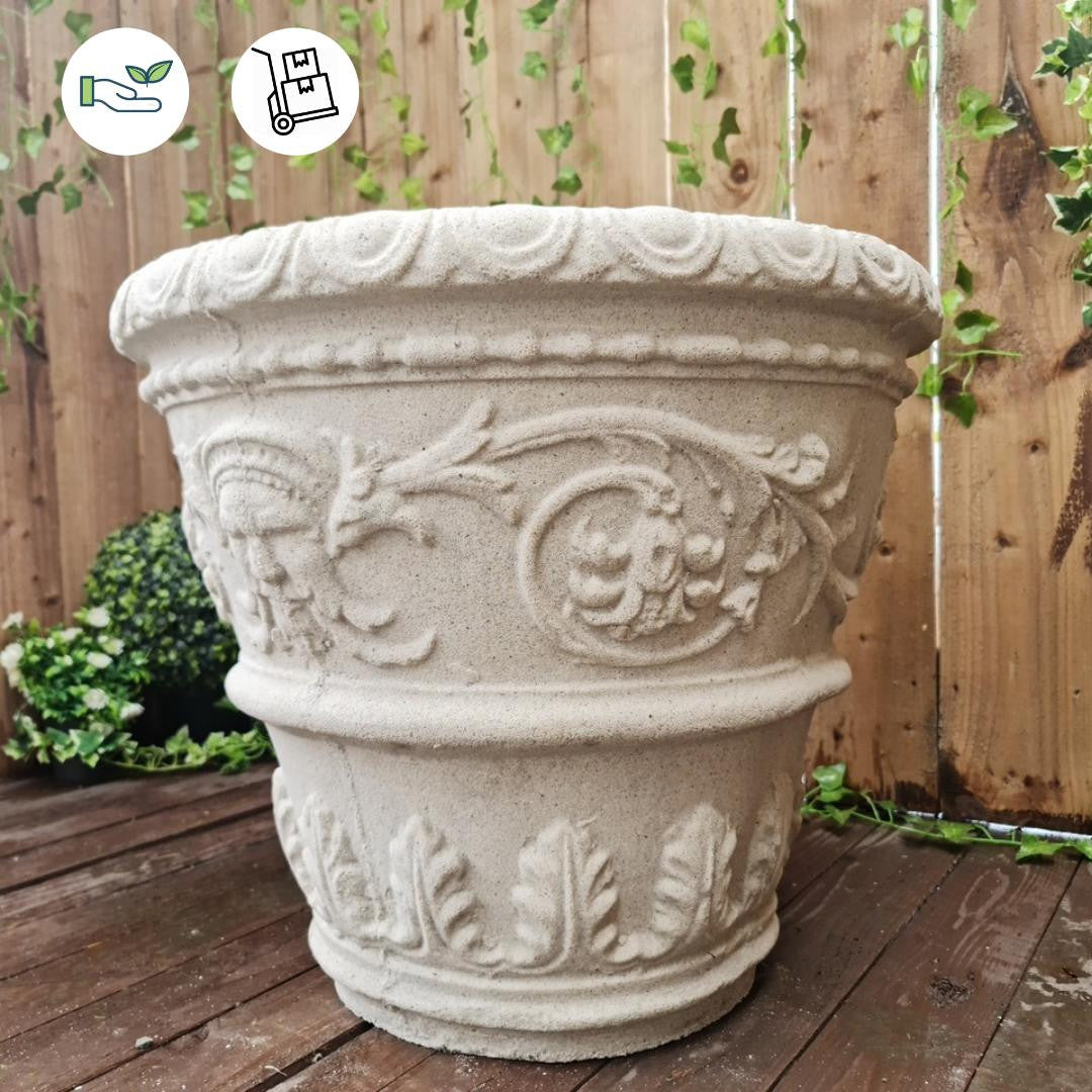 Large Greek patterned Sandstone Planter Pot