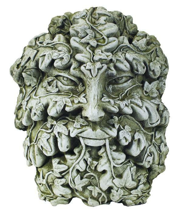 Large Green Man and Woman Stone Cast Leaf Wall Plaques