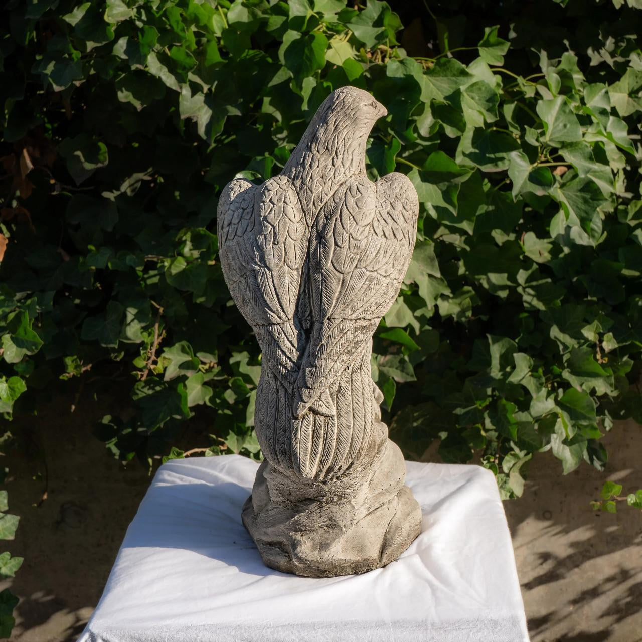 Large Regal Stone Cast Eagle on Rocks Ornament