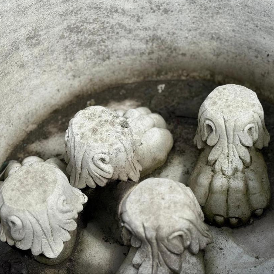 Large Round Stone Cherub Pot Planter