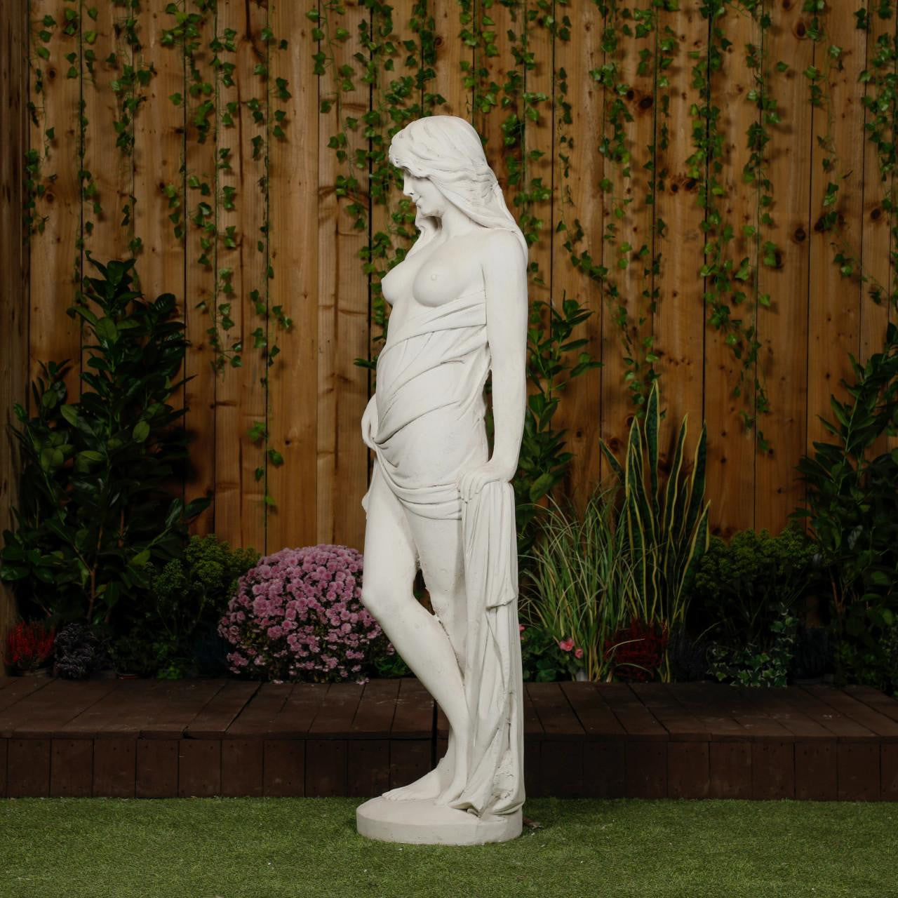 Large Smiling Lady With Robe Garden Statue