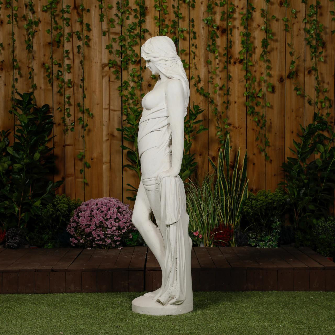 Large Smiling Lady With Robe Garden Statue