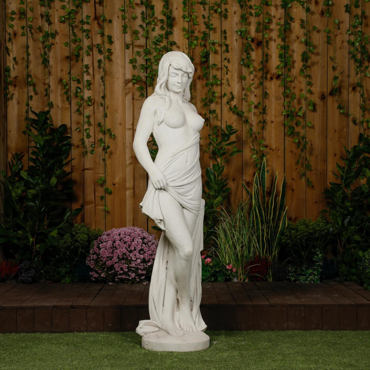 Large Smiling Lady With Robe Garden Statue