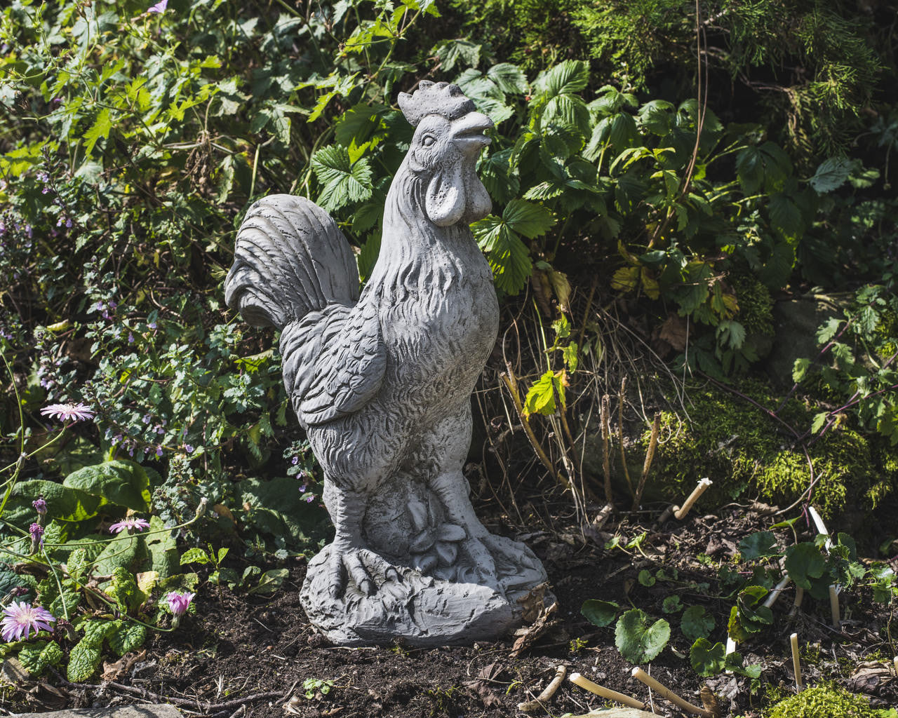 Large Stone Cast Cockerel Ornament