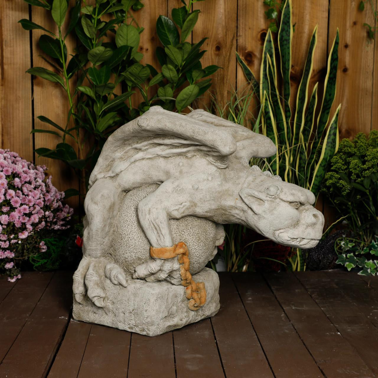 Large Gargoyle on Ball | Stone Cast Garden Ornaments | Gargoyle | Pair ...