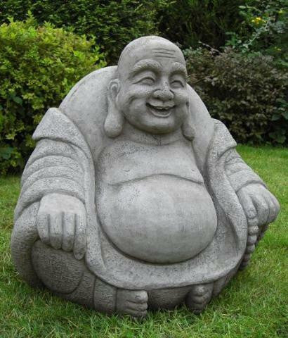 Large Stone Cast Laughing Fat Buddha Ornament