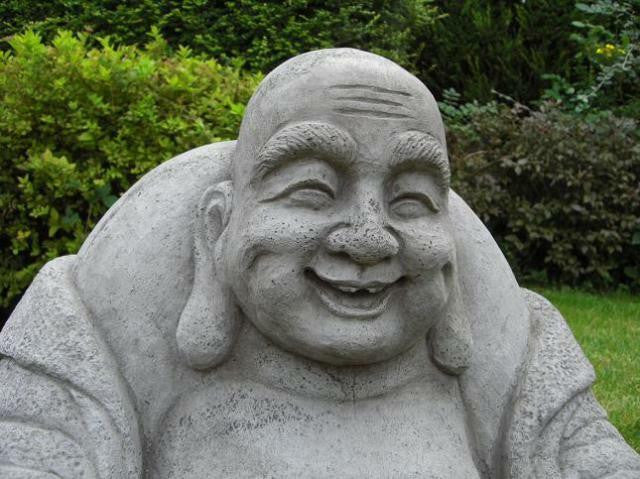 Large Stone Cast Laughing Fat Buddha Ornament