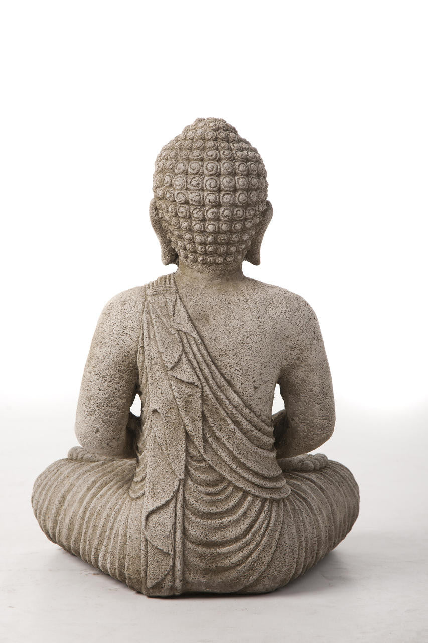 Large Stone Cast Meditating Buddha Ornament