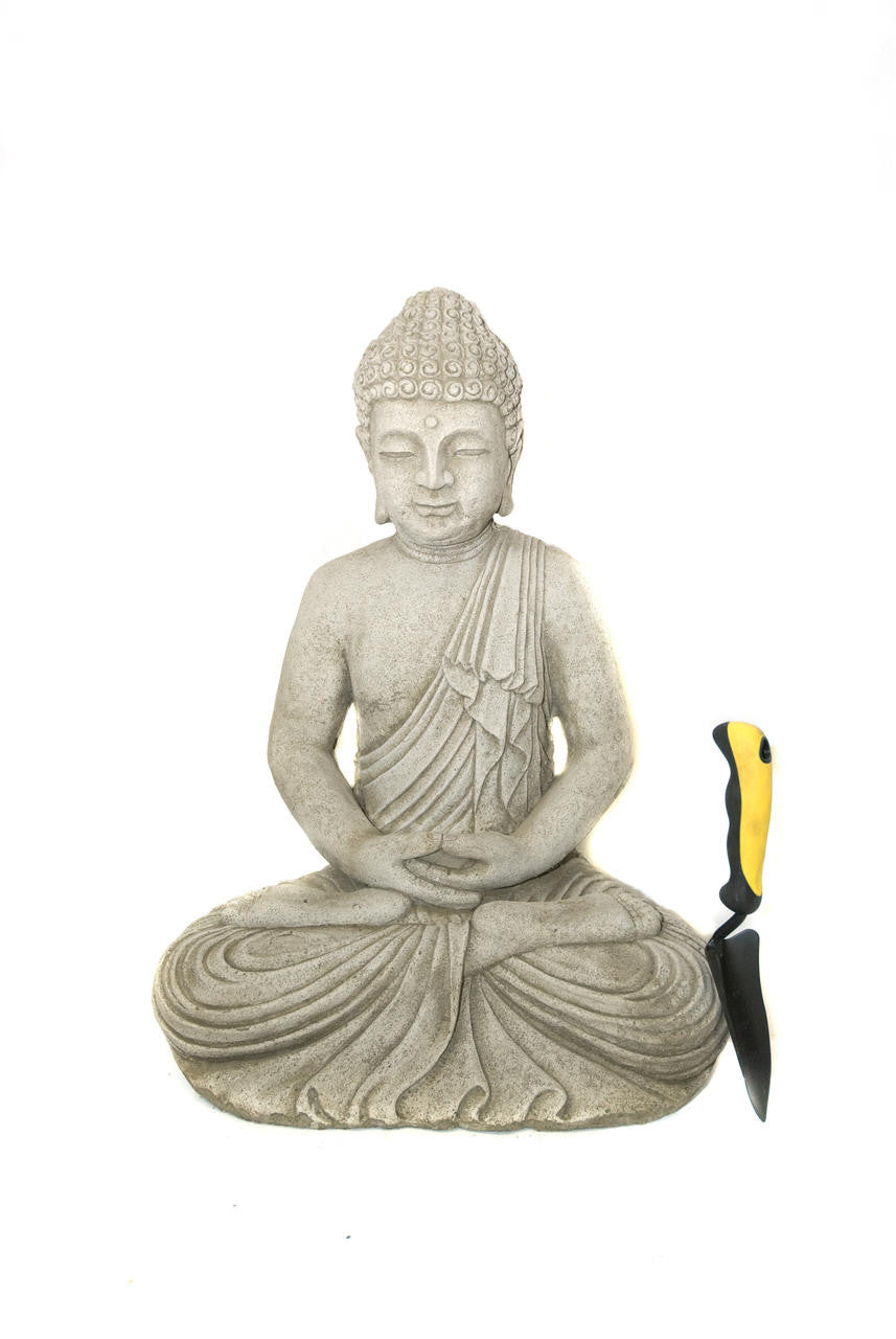 Large Stone Cast Meditating Buddha Ornament
