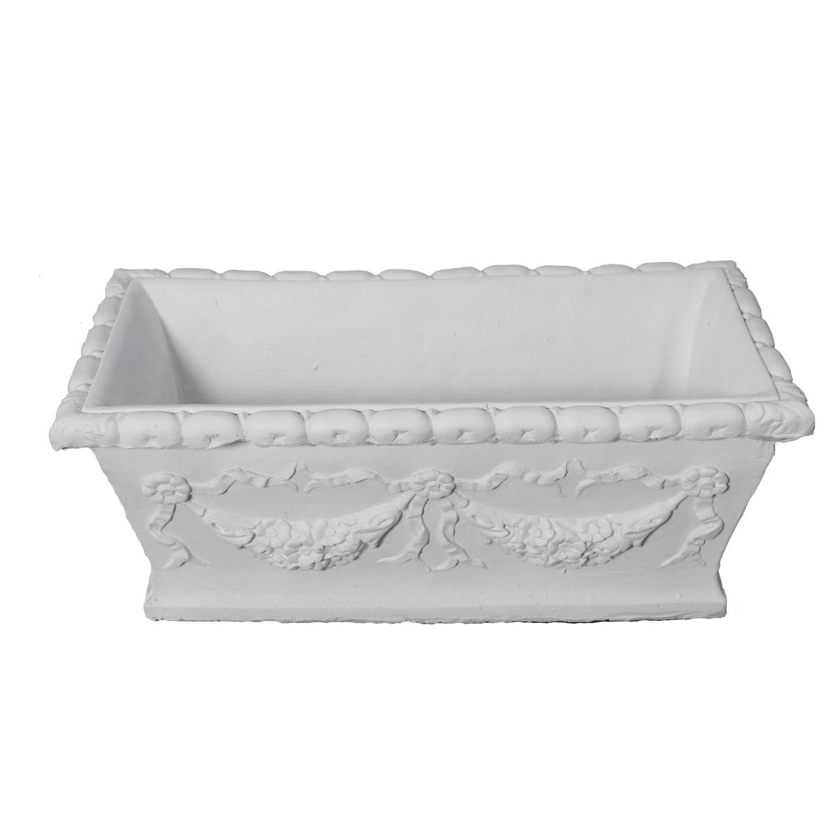 Large Swag Detail Design White Stone Cast Trough 1m long