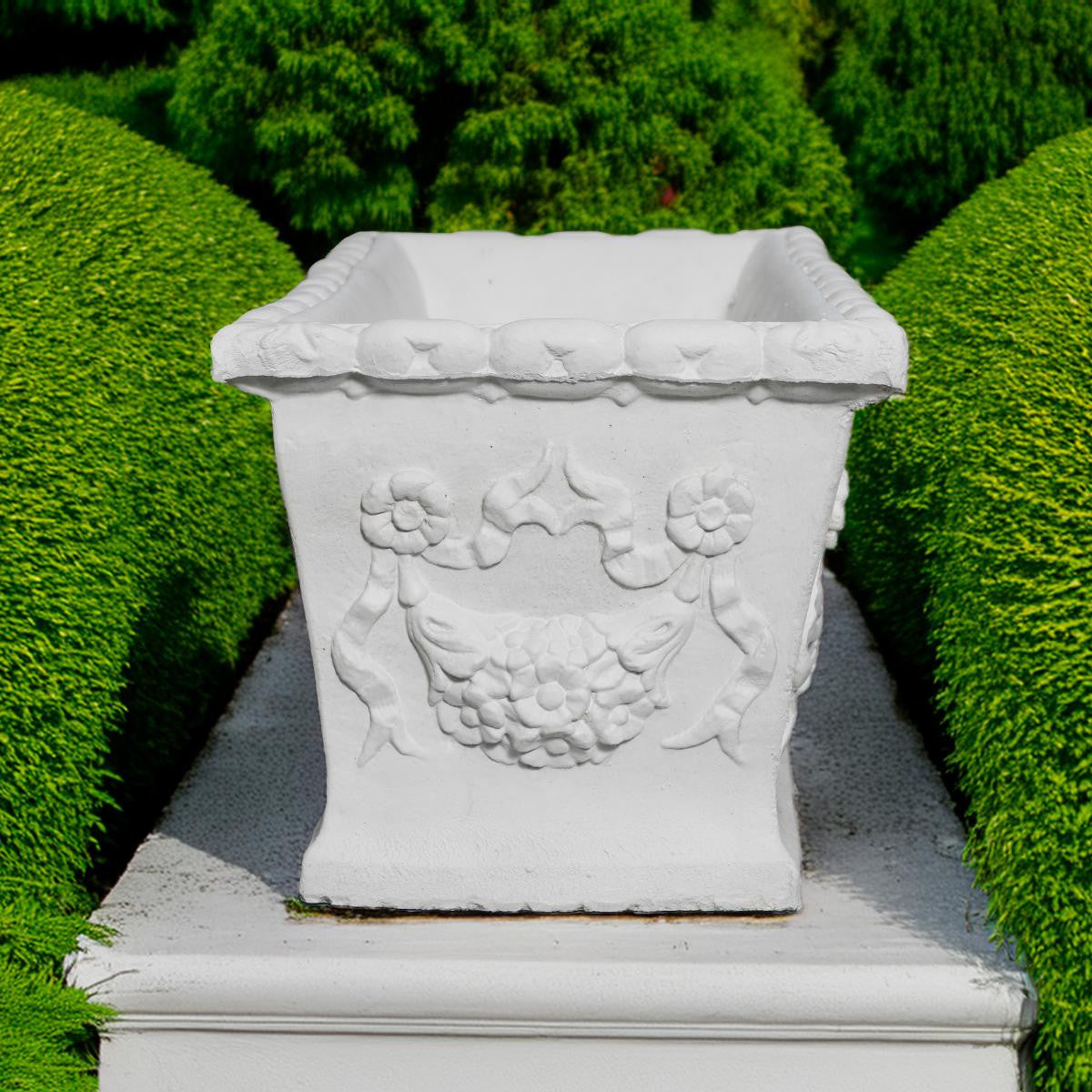 Large Swag Detail Design White Stone Cast Trough 1m long