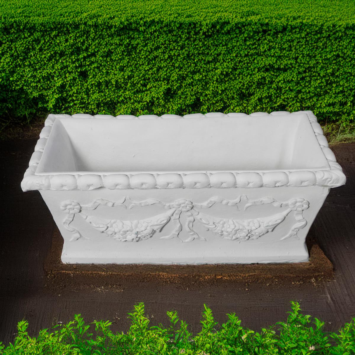 Large Swag Detail Design White Stone Cast Trough 1m long
