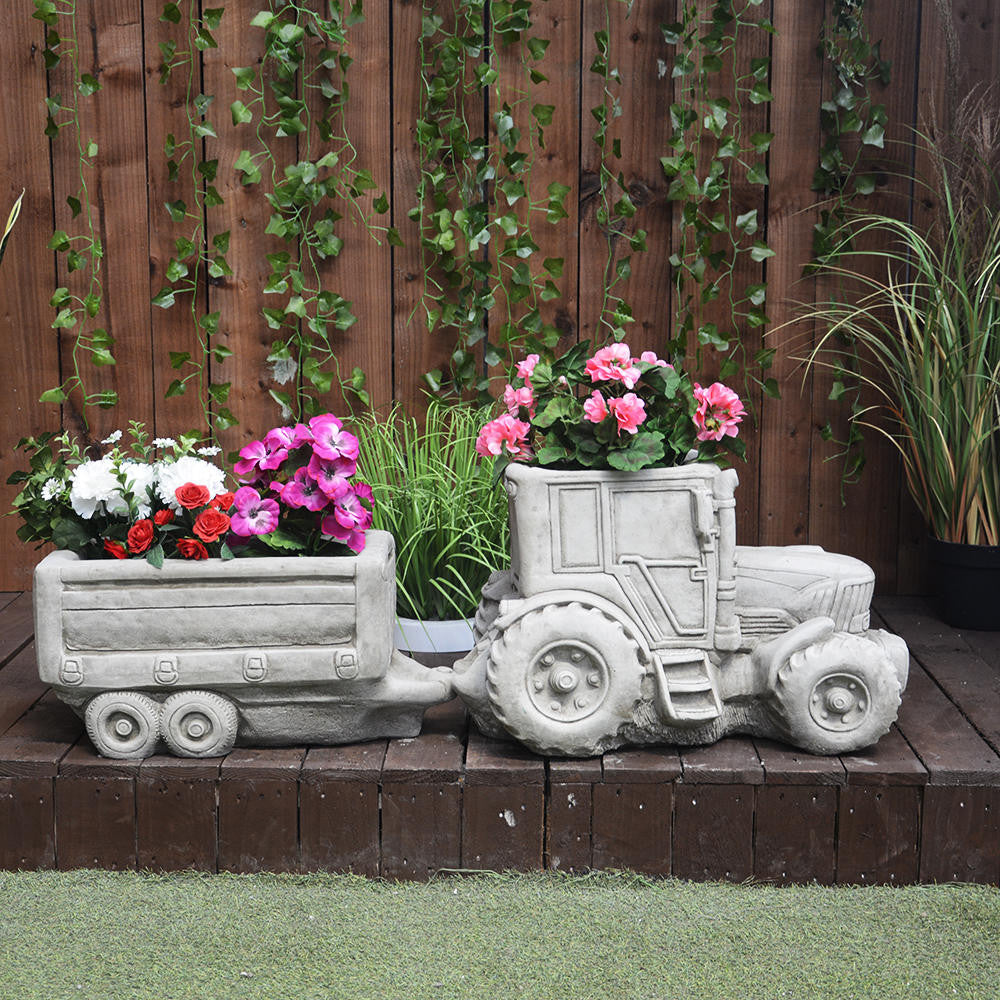 Large Tractor and Trailer Garden Planter Set