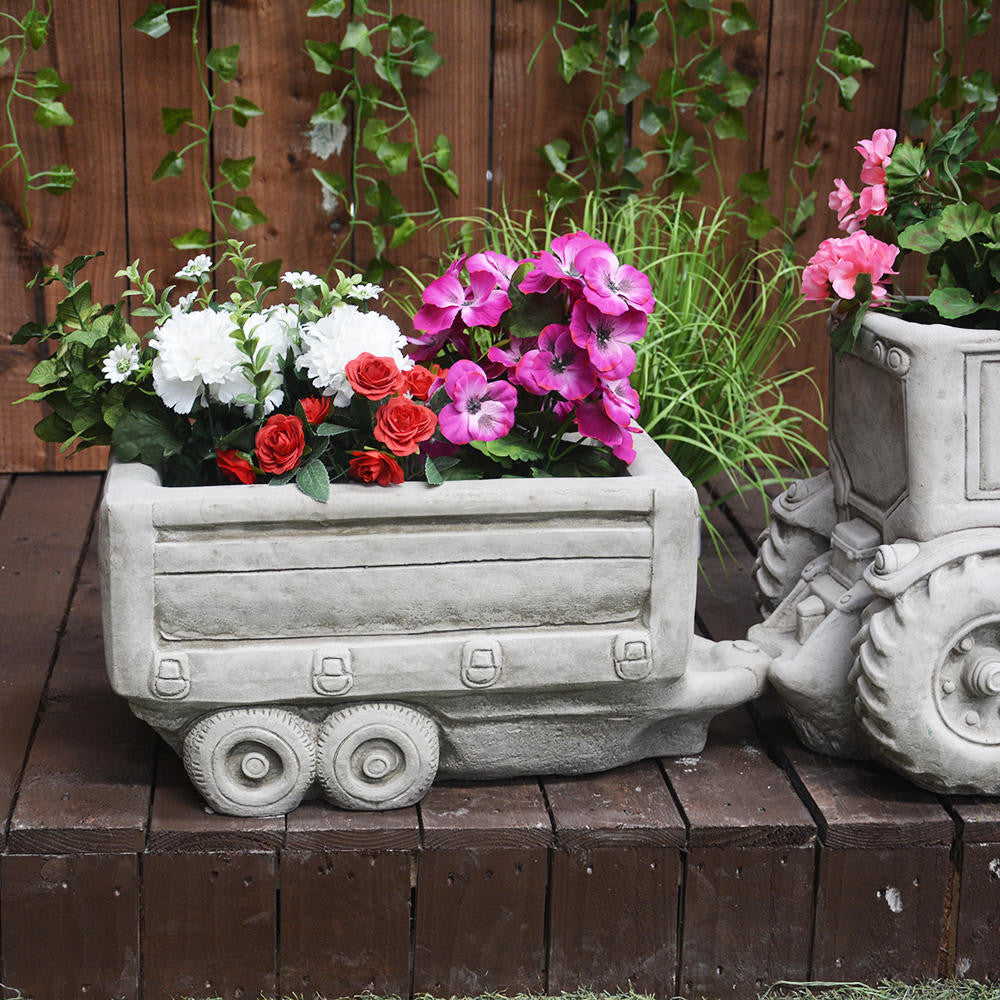 Large Tractor and Trailer Garden Planter Set