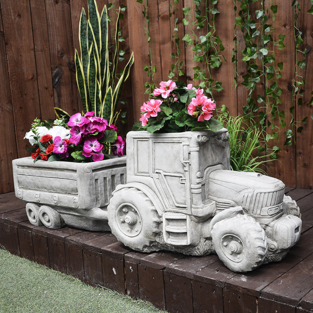 Large Tractor and Trailer Garden Planter Set