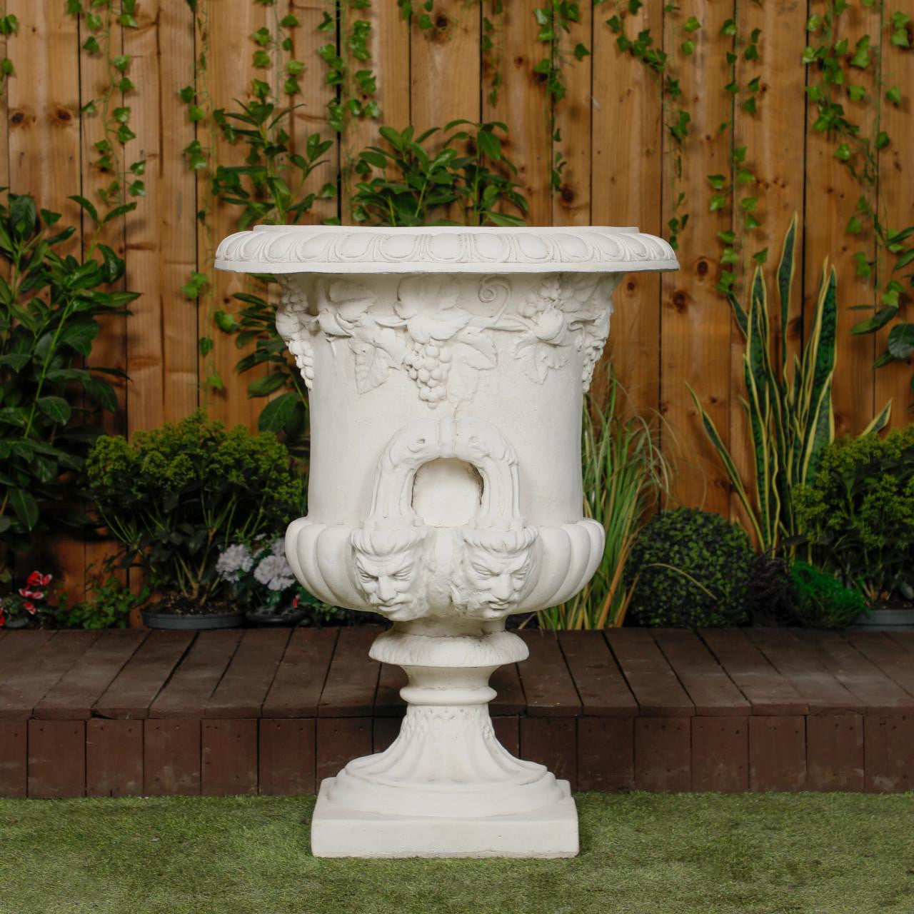 Large White Stone Cast Normandy Urn Vase