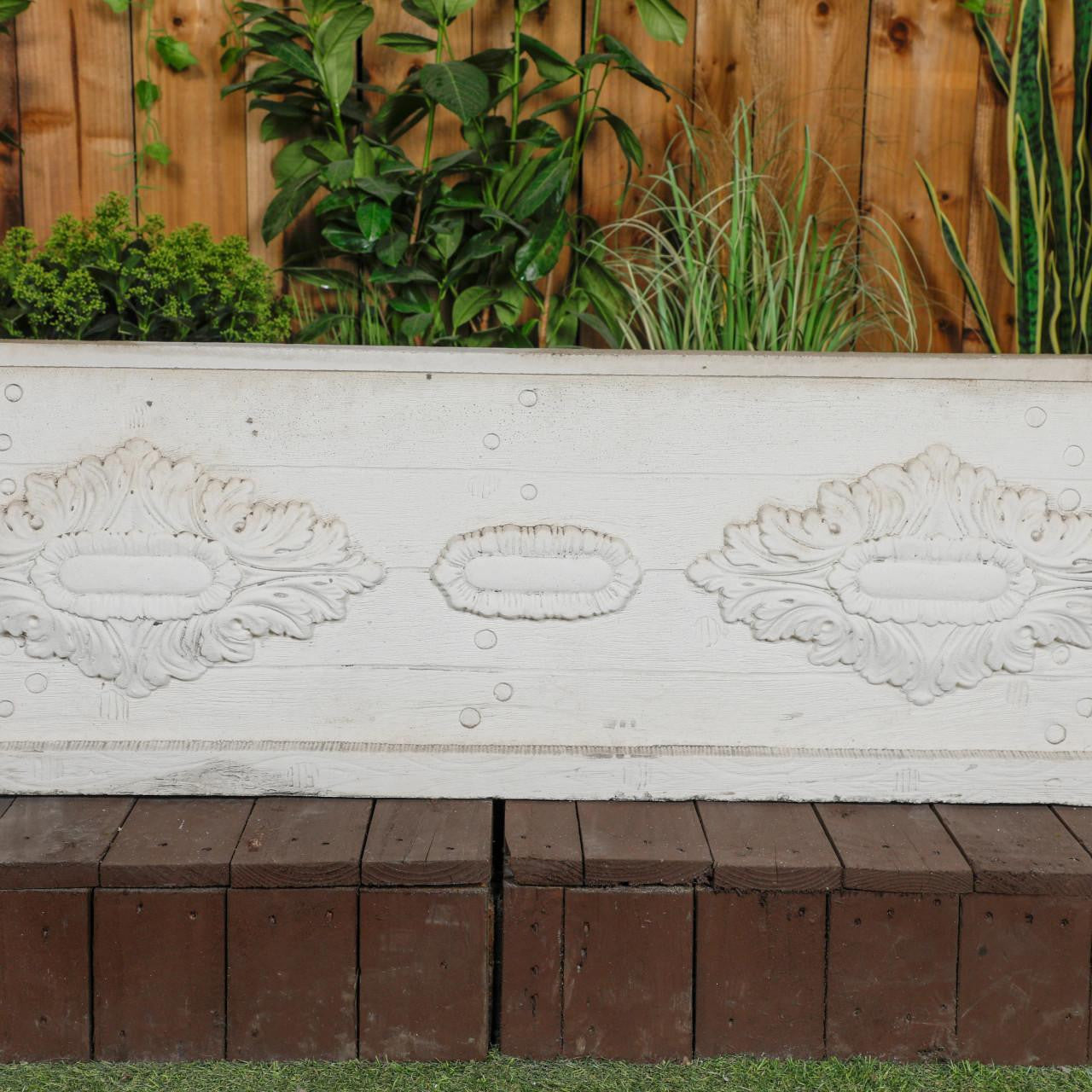 Large White Stone Cast Rustic Flower Trough