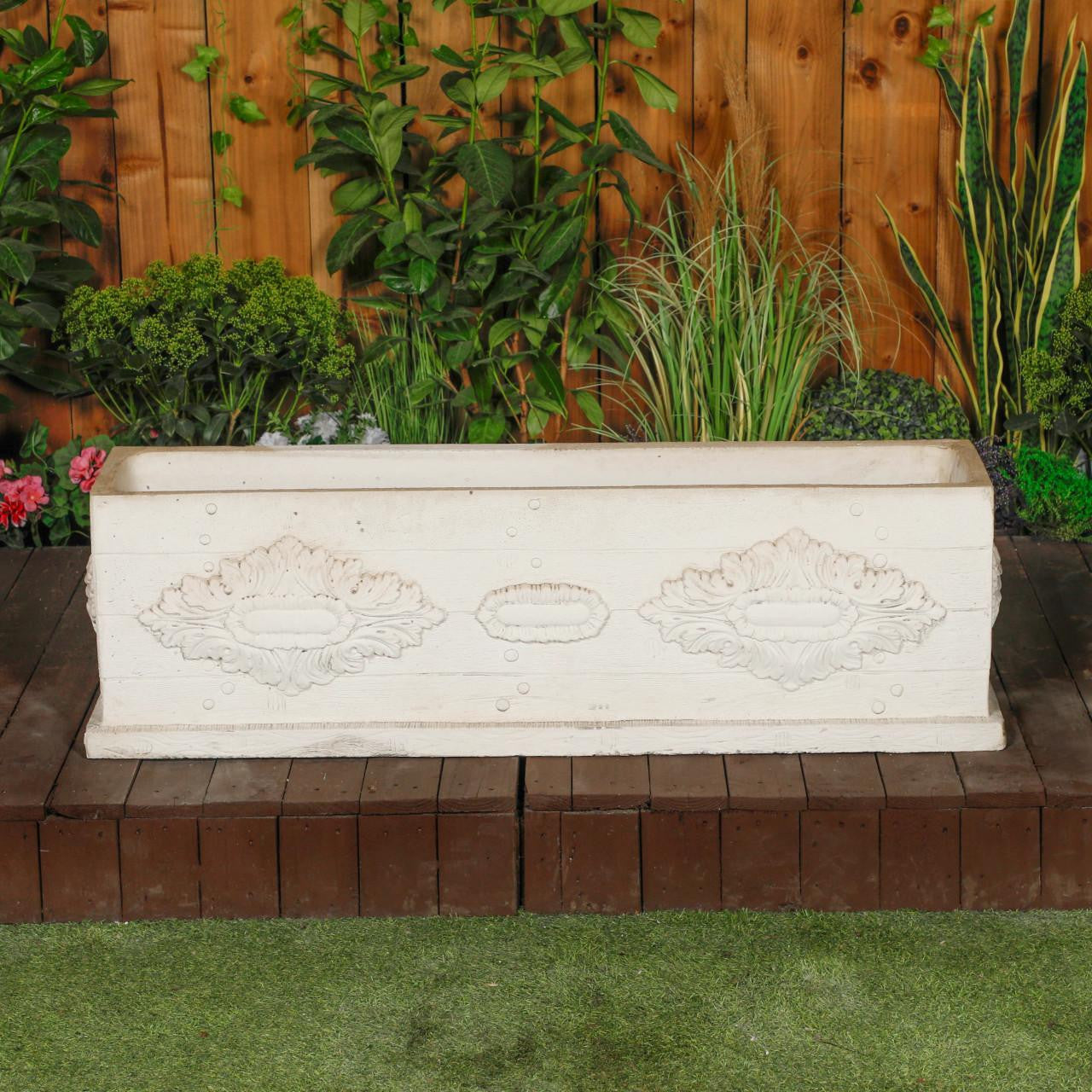 Large White Stone Cast Rustic Flower Trough r