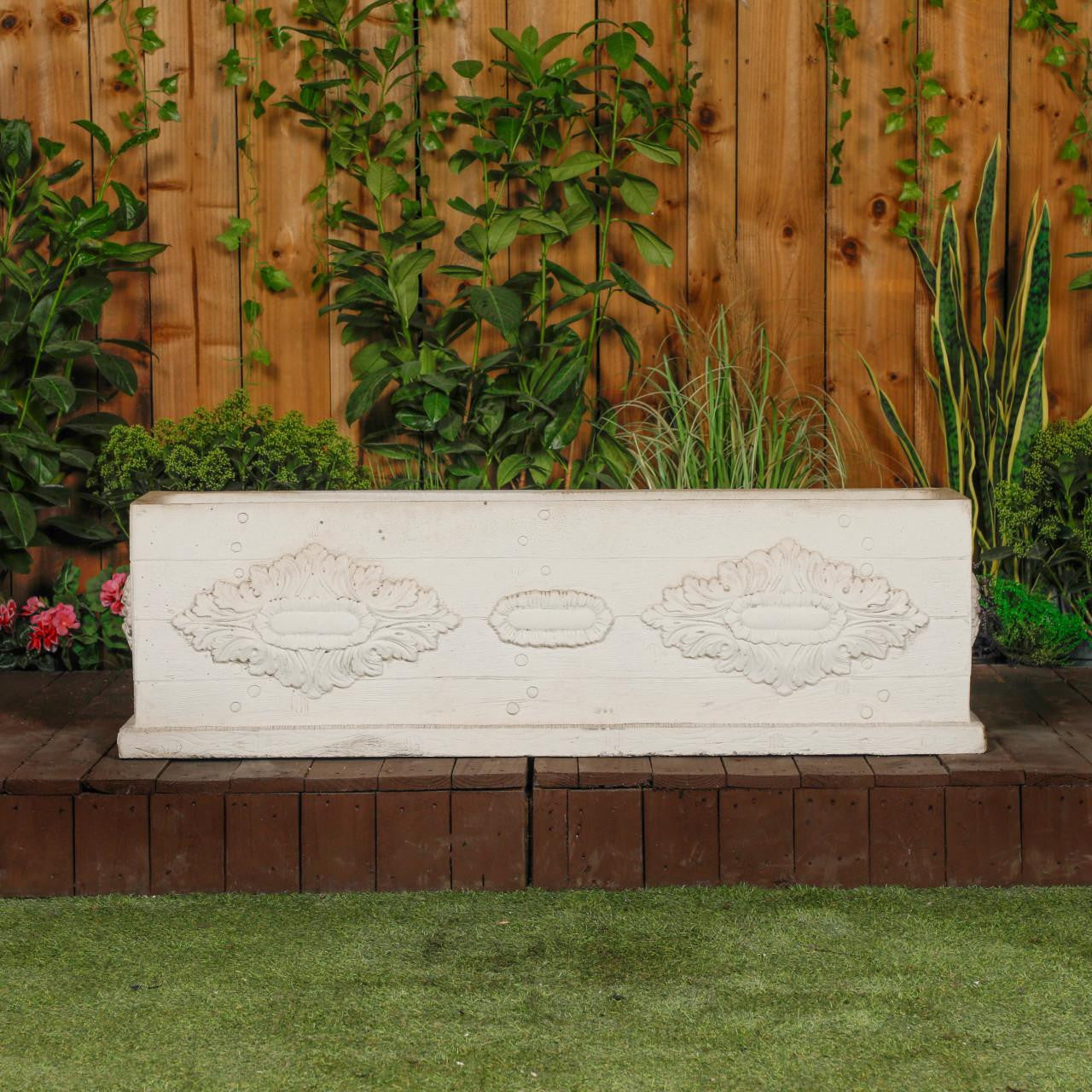 Large White Stone Cast Rustic Flower Trough