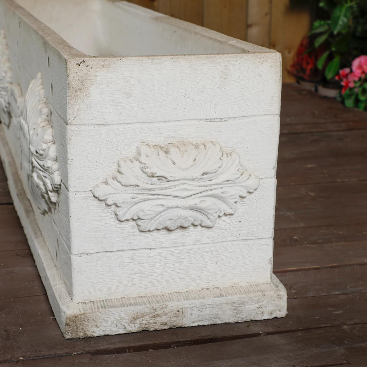 Large White Stone Cast Rustic Flower Trough