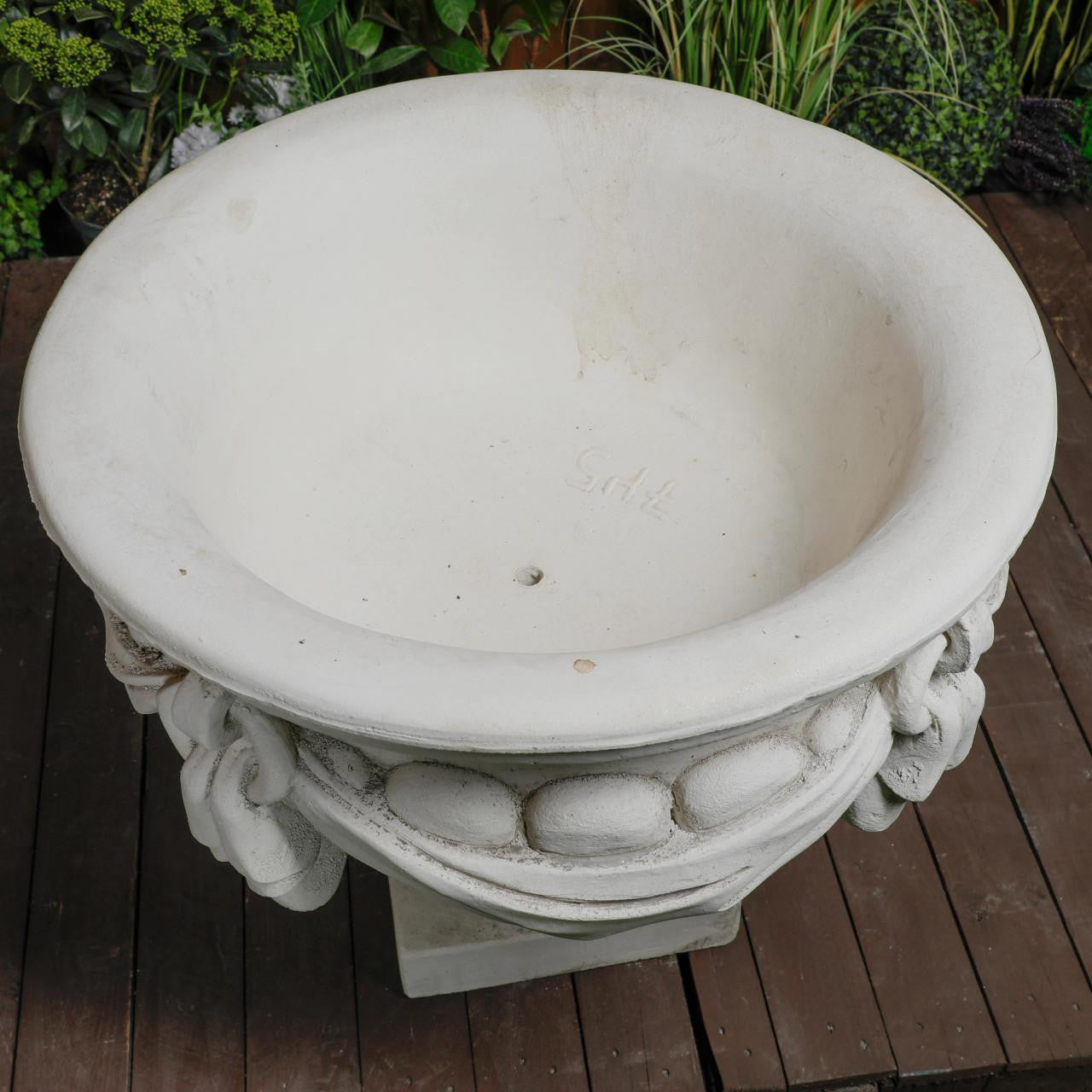 Large White/cream Draped Georgian Style Vase Planter Urn
