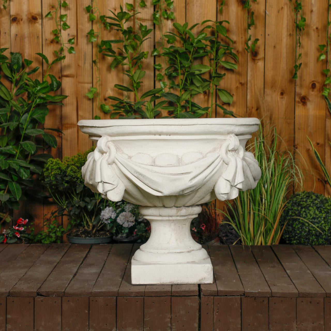 Large White/cream Draped Georgian Style Vase Planter Urn