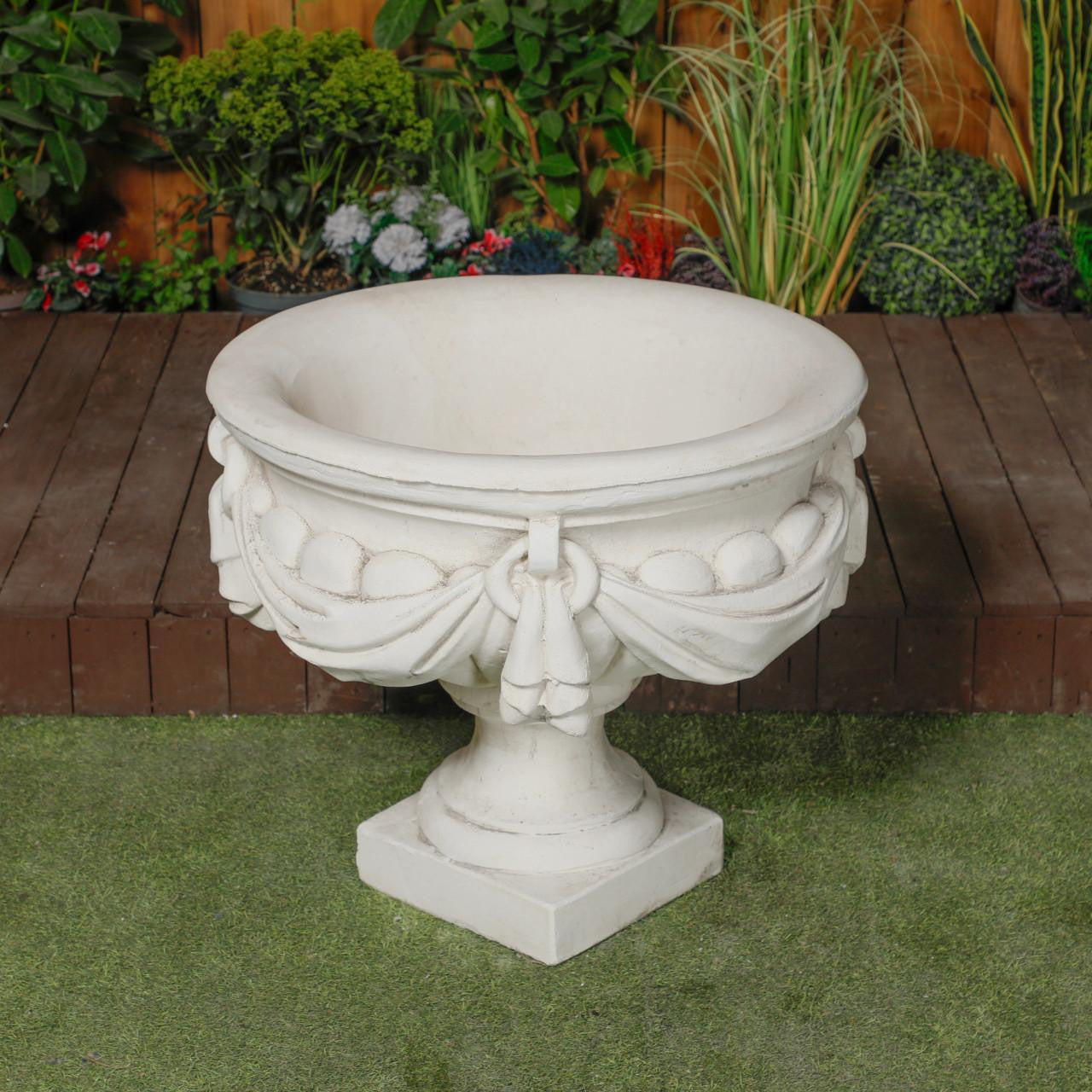Large White/cream Draped Georgian Style Vase Planter Urn