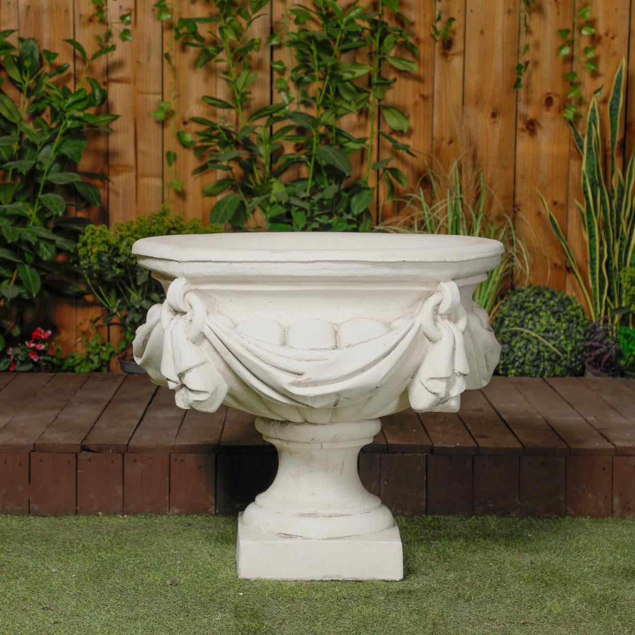Large White/cream Draped Georgian Style Vase Planter Urn