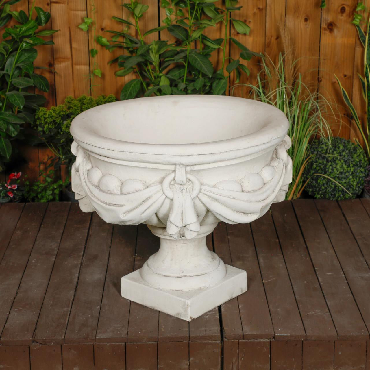 Large White/cream Draped Georgian Style Vase Planter Urn