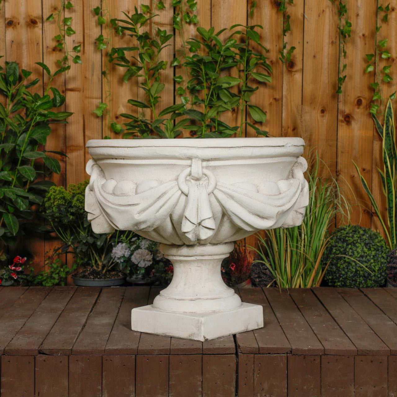 Large White/cream Draped Georgian Style Vase Planter Urn