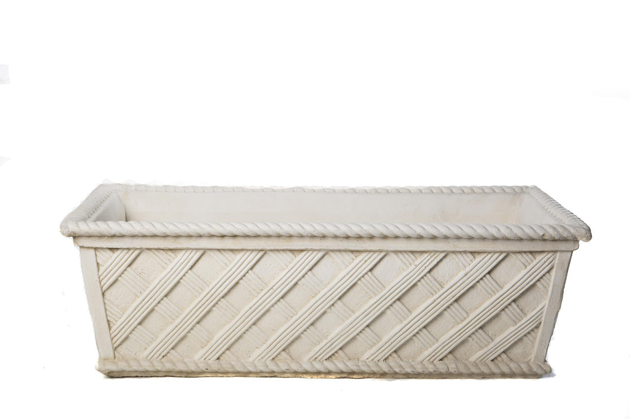 Large Wicker Design White Stone Trough