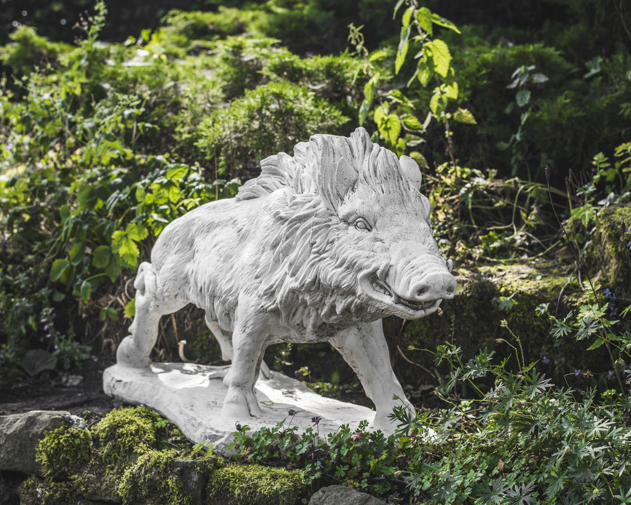Large wild boar stone statue