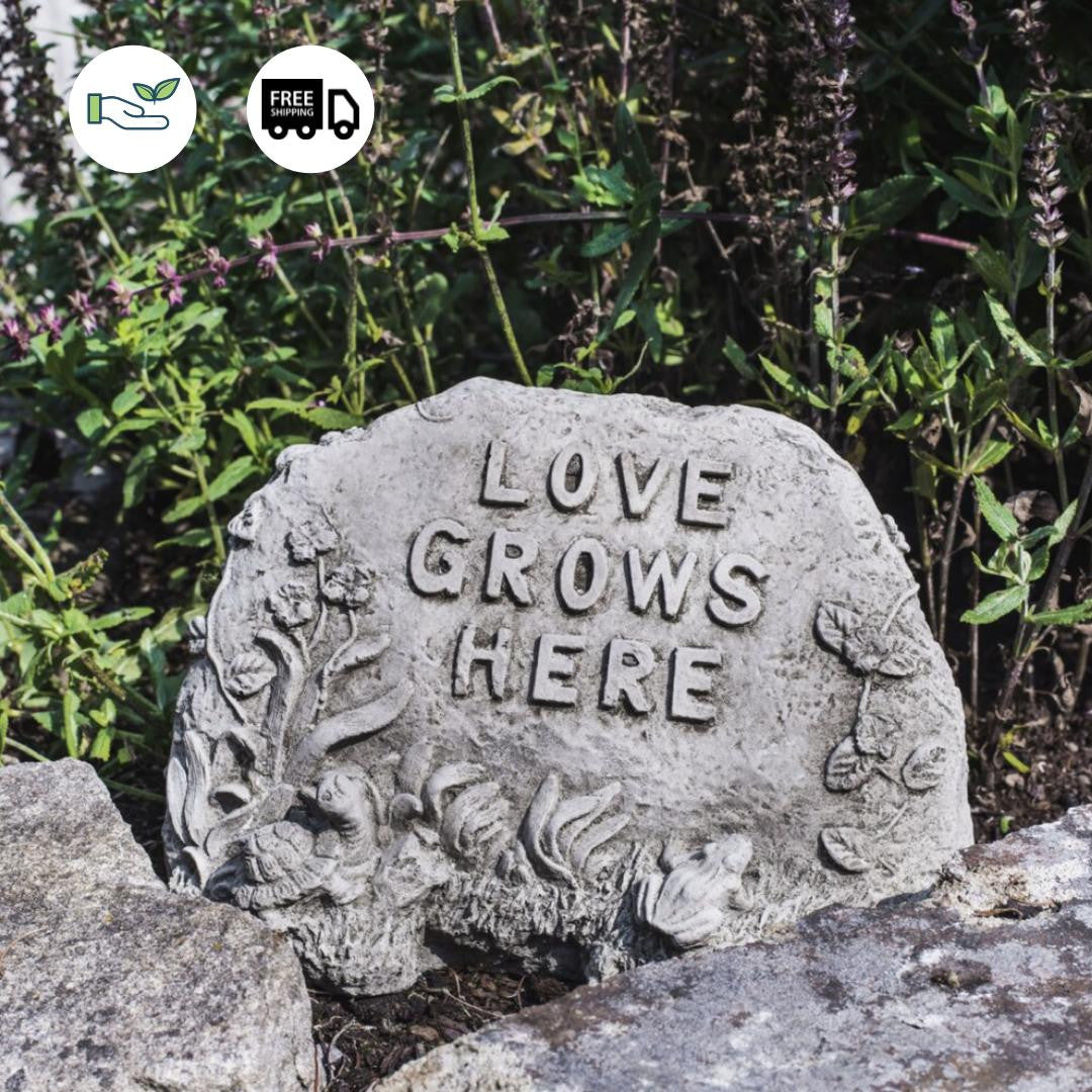 Love Grows Here Stone Garden Sign